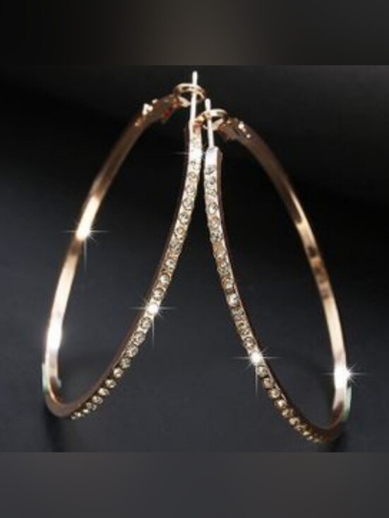 Fashion Jewelry Jewelry - SEE NEW LISTING Rose Gold Rhinestone Hoop Earrings